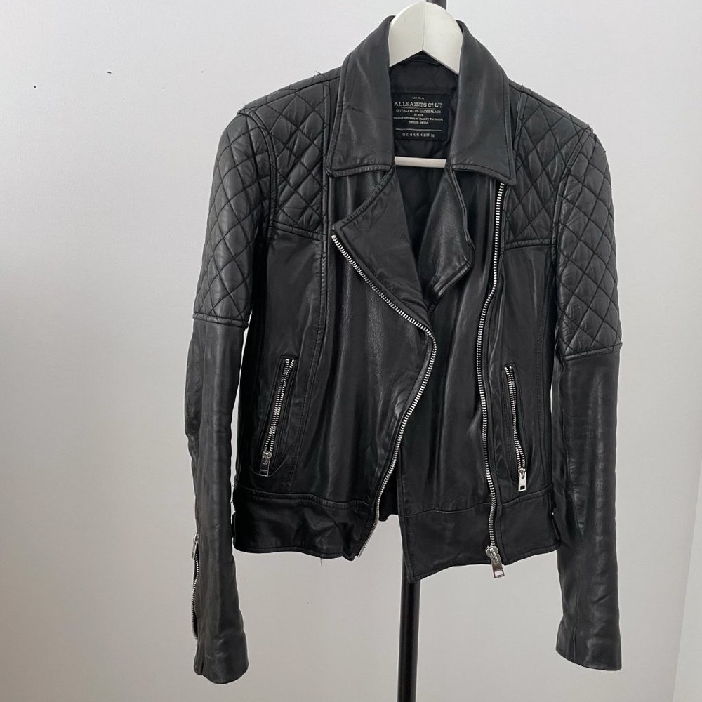 ALL SAINTS Black Leather Biker Jacket